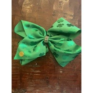 Nickelodeon JoJo Siwa Large Hair Bow 7” Green 4 Leaf Clovers St. Patrick’s Day